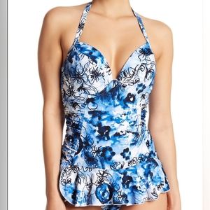 Marilyn Monroe Print blue one piece bathing suit. Size M